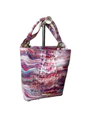 Brahmin Amelia Aura Melbourne Leather Pink Croc Embossed Bag